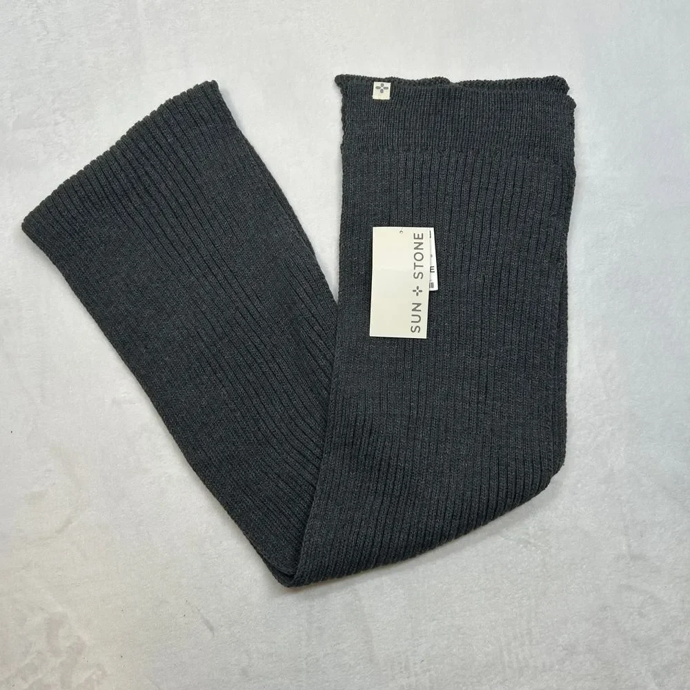 Sun + Stone‎ Ribbed Knit Scarf Men's One Size Winter Accessory Warm Gray